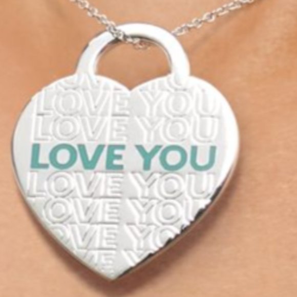 "Love You" Heart Tag Pendant in Silver and Tiffany Blue® only pendant